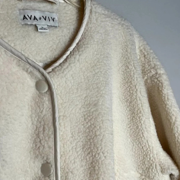 Ava & Viv off white sherpa teddy jacket - Picture 2 of 5